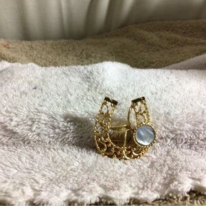 Gold Filigree Brooch with Mother-of-Pearl Accent